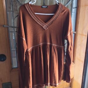 Heimish Usa So Soft Rusty Brown V-Neck Tunic Dress M